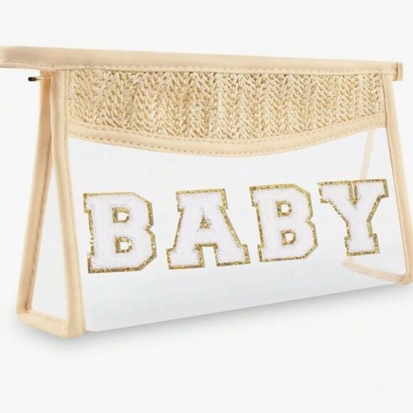 Clear Beige and Gold 'BABY' Pouch - Picture 1 of 4